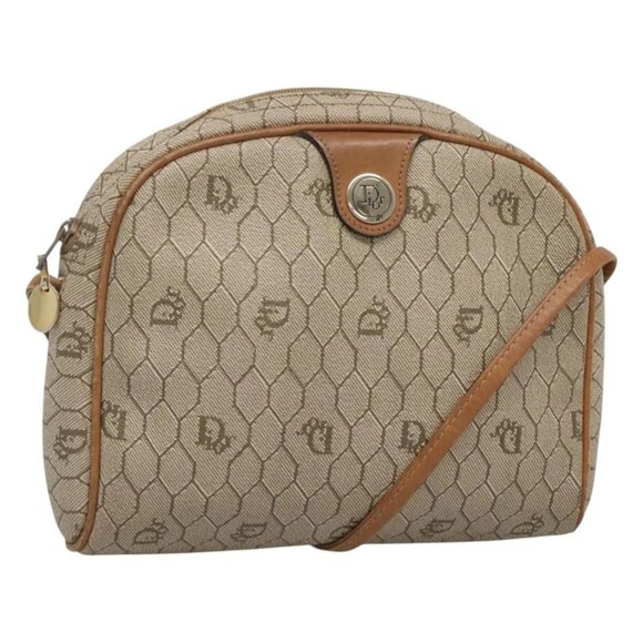 Christian Dior Honeycomb Canvas Shoulder Bag PVC Beige Gold - Picture 1 of 16